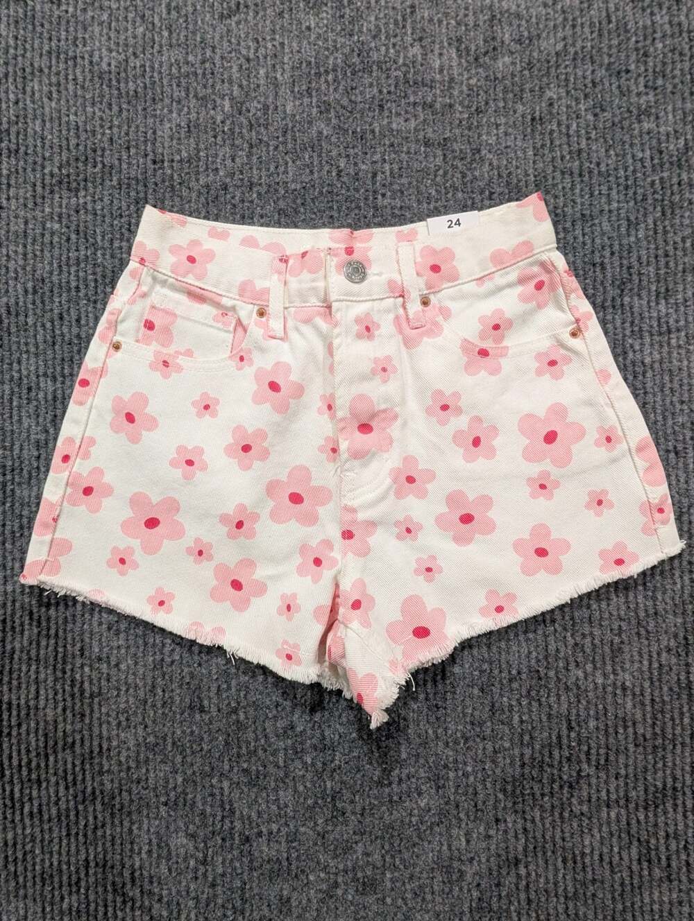 NWT PacSun Pink Floral Vintage High Rise Denim Shorts Size 24